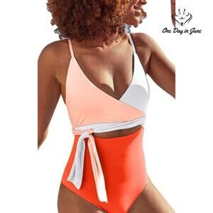 Meyeeka Deep V Wrap One Piece Swimsuit Size XL